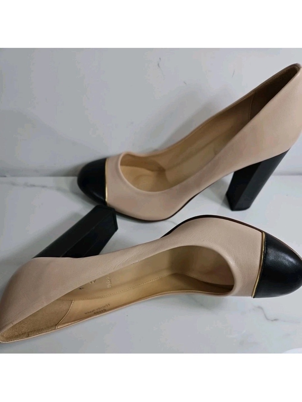 J. Crew Two-Tone Block Heel Pumps in Beige and Black - Picture 6 of 10